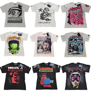 แบรนด์แฟชั่นข้ามพรมแดน เสื้อยืดแขนสั้นผ้าฝ้ายแท้ ระบายอากาศได้ดี ทรงหลวม สไตล์วินเทจ พิมพ์ลาย - Product Image 1