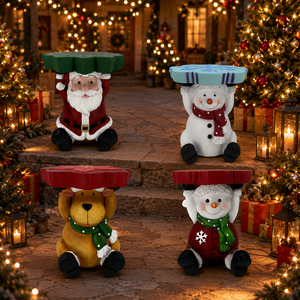 Sgabello da Giardino MGO Natalizio da 45cm, Statuetta di Babbo Natale, Pupazzo di Neve, <span class=keywords><strong>Cervo</strong></span>, Tavolino da Esterno, Decorazione per Patio e Giardino - Product Image 1