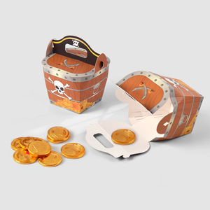 Coffret Cadeau Pliable Thème Pirate avec Poignée, Motif Grain de Bois, pour Fêtes, Friandises et Petits Cadeaux - Product Image 4