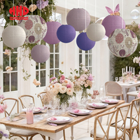 Süße Lila Donut Boho Papierlaternen Tragbare 12-Zoll Innendekoration für Hochzeiten Valentinstag Abschlussfeiern Festivals