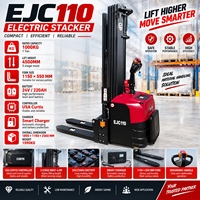 Gerbeur électrique EJC110 GP 1 tonne, système de commande Curtis USA, hauteur de levage 4,5 m, mât 3 étages, fourche 1150*550 mm, batterie lithium-ion 24V/220AH