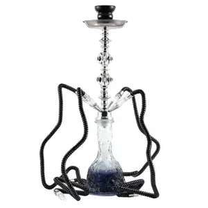 55Cm Custom Logo 4 Pijpen Waterpijp Shisha Nargile Met Schedels Golfvorm Glazen Vaas