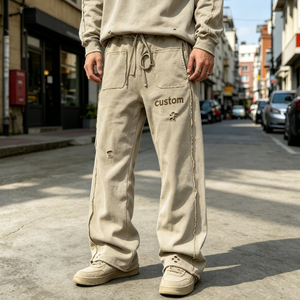 Custom Men's Hooded Tracksuit <b>Set</b> Cotton Casual Loose Fit With Drawstring Pockets Autumn Wear - Product Image 3