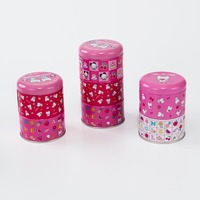 Récipient réutilisable en étain à impression personnalisée très vendu Boîte à biscuits en étain pour le stockage de boîtes à gâteaux Boîte cadeau ronde en métal de qualité alimentaire