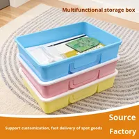 Boîte de rangement rectangulaire en plastique durable, grande capacité, gain de place, avec couvercle, pour vêtements, papeterie, sous-vêtements, organisateur