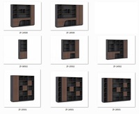 Grande bibliothèque de bureau multi-compartiments, armoire de rangement gris foncé et grain de bois, meuble de rangement combiné pour affaires