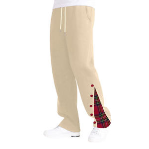 Pantalon décontracté pour hommes, taille élastique, patchwork à carreaux, pantalon de survêtement long pour les loisirs, coupe confortable, style unisexe - Product Image 1