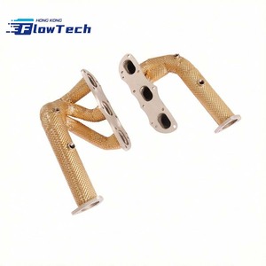 ท่อร่วมไอเสียแบบไหลสูงพร้อมแผ่นกันความร้อนสีทองสำหรับ Porsche 911 997.1 3.6L - Product Image 6