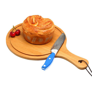 Tagliere Rotondo in Bambù Organico per <span class=keywords><strong>Pizza</strong></span>, Pala/Piatto Forato con Scanalatura Raccogli-Succo - Product Image 6