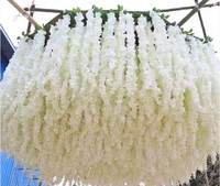 Glycine Artificielle en Soie de Haute Qualité 1M, Décoration Florale pour Restaurant, Mariage, Plafond, Vente en Gros