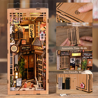 Nuevo Soporte para Libros con Diseño de Gato en la Entrada, Cabaña DIY, Casa en Miniatura Japonesa, Modelo 3D de Madera para Ensamblaje Manual, 23x18x11cm