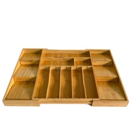 Boîte de rangement à compartiments en bambou de taille moyenne pour couverts, sans couvercle, organisateur de comptoir de cuisine moderne, pour l'exportation