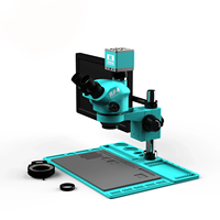 Microscopio Triocular con Zoom Óptico RF4 RF7050TVD2-4KC1-M156, Cámara 4K, Pantalla HD de 15.6 Pulgadas, Reparación de Chips CPU IC, Soldadura