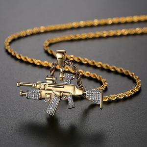 Collar de Cadena para Hombre con Diseño de Pistola Clásica JINSE, Chapado en Rodio y Oro, Joyería Masculina al por Mayor - Product Image 3