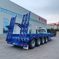 Semi-remorque surbaissée 3/4 essieux, capacité 60-80 tonnes, en acier, pour charges lourdes, à vendre
