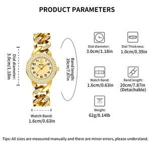 Luxury Gold Alloy Stainless Steel Analog Watch Unisex Rhinestone Skeleton Quartz Fashion Waterproof Sports Gift Box - Product Image 5