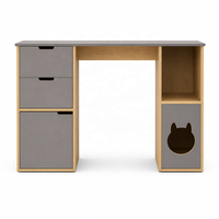 Bureau d'ordinateur multifonctionnel avec niche pour chat intégrée |   3 tiroirs de rangement |   Bois multicouche 120x60x75cm