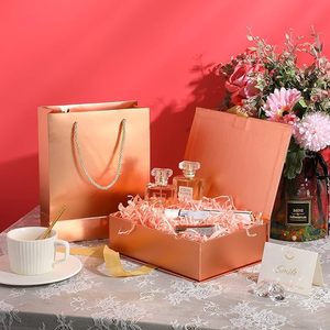 Sang Trọng Rose Gold Biểu Tượng Tùy Chỉnh Đám Cưới/Sinh Nhật Hộp Quà Tặng Thiết Lập Có Thể Thay Thế Băng Dập Nổi Matt Cán Hộp Giấy & Túi - Product Image 5