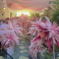 Rangkaian Bunga Rumput Pampas EG-M067 untuk Dekorasi Pernikahan, Pelapis Lantai, Warna Ungu Beige Cokelat, Rumput Pampas Imitasi, Hiasan Meja