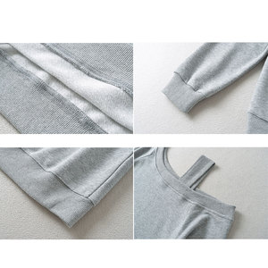 OEM Custom Logo <strong>Off</strong> <strong>the</strong> <strong>Shoulder</strong> Casual <strong>Jumper</strong> Long Sleeve Slash Neckline <strong>Oversized</strong> Pullover Tops Sweatshirt for Women Spring - Product Image 4
