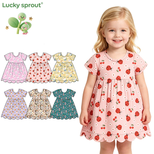 Collezione di Vestiti Personalizzati per Bambine con Stampa, Abito a Maniche Corte con Orlo Smerlato, Design Fantasiosi per Bambini - Product Image 1
