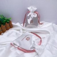 Pochette d'emballage en satin de soie doux recyclable avec cordon de serrage pour perruques et emballages cadeaux