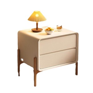 Table de chevet minimaliste en bois massif avec 2 tiroirs, meuble de rangement pour chambre à coucher - Product Image 5