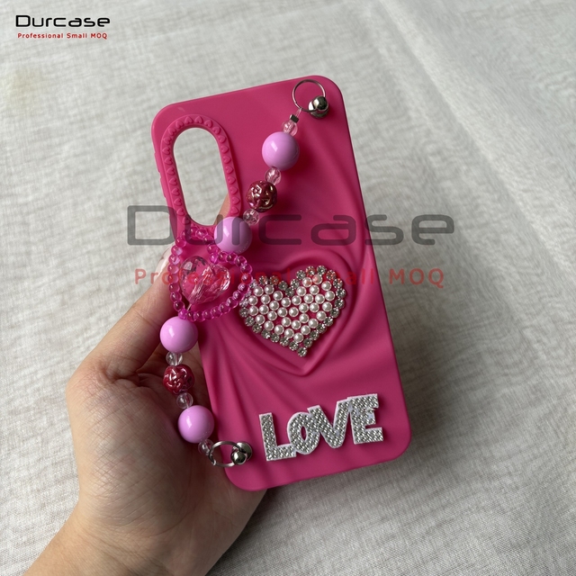 Cool Style 3D Love Solid Color Suitable Protective Cover Skin-feel Mobile Phone Case with Bracelet for Infinix HOT40 HOT30 HOT50