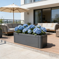 Jardinières rectangulaires en métal durable, anti-corrosion, avec revêtement en poudre, design simple, pour l'extérieur/l'intérieur, écologiques