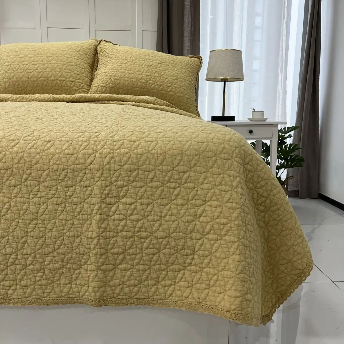 Hữu cơ bông QUILT Cover bedding Set Duvet Comforter mền bộ đồ giường Khăn trải giường thêu Quilt Set cho bán buôn