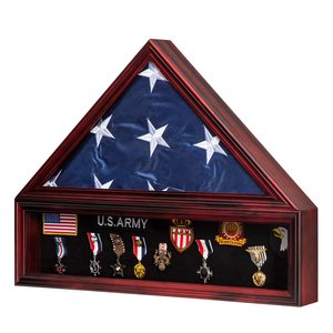 Vitrine <span class=keywords><strong>de</strong></span> présentation pour drapeau, finition acajou, grande boîte à drapeau pour drapeaux funéraires <span class=keywords><strong>de</strong></span> vétérans <span class=keywords><strong>de</strong></span> 5'x9.5' - Product Image 2