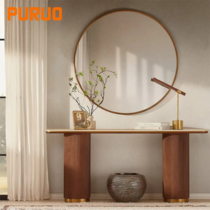 Consolle Decorativa per <span class=keywords><strong>Ingresso</strong></span> Hotel PURUO in Pietra Naturale con Piano in Marmo Nero Antico, Dimensioni Personalizzabili, per <span class=keywords><strong>Soggiorno</strong></span> Villa - Product Image 5