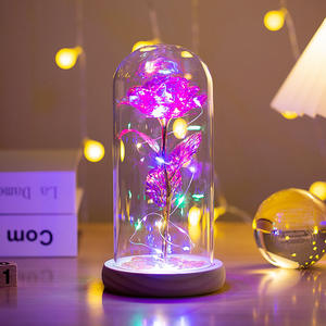 Hermosa <span class=keywords><strong>Rosa</strong></span> Galaxia Arcoíris con Luz LED <span class=keywords><strong>Preservada</strong></span> en Cúpula de Vidrio Borosilicato Transparente con Base de Madera para Regalo del Día de la Madre - Product Image 6