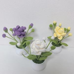 Flores Artificiales de Ganchillo <span class=keywords><strong>en</strong></span> <span class=keywords><strong>Maceta</strong></span> de Algodón con Diseño de <span class=keywords><strong>Jazmín</strong></span> y Girasol, Lindas Flores Tejidas a Mano, Regalos para Invitados de Boda, Decoración para el Hogar y Escritorio - Product Image 5