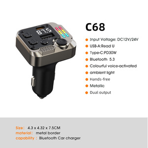 BT5.3 Kit de Coche QC3.0 Dual USB PD20W Tipo-C <span class=keywords><strong>Cargador</strong></span> Rápido 30W Potencia de Salida OTP Transmisor FM Reproductor de MP3 Inalámbrico Manos Libres Llamadas - Product Image 6