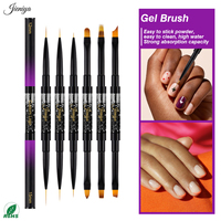 Pinceaux à ongles de couleur violet dégradé à double tête avec des capuchons de protection, ensemble pour la manucure DIY et le travail en salon