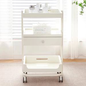 รถเข็นหรูหราคุณภาพสูงสำหรับร้านเสริมสวยดูแลผิว พร้อมชั้นวางของไม้ รถเข็นอุปกรณ์โลหะและพลาสติก - Product Image 3