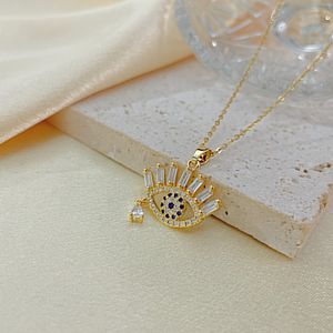 Nuova Collana Moda 2023 con Ciondolo a Goccia Occhio <span class=keywords><strong>del</strong></span> Diavolo in Zirconi, Catena a Corda in Acciaio Inossidabile Placcato Oro 18K per Donne - Product Image 4