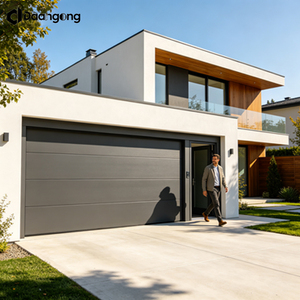 Portes <span class=keywords><strong>de</strong></span> <span class=keywords><strong>garage</strong></span> sectionnelles isolées avec petite <span class=keywords><strong>porte</strong></span> et âme en mousse <span class=keywords><strong>de</strong></span> polyuréthane <span class=keywords><strong>pour</strong></span> <span class=keywords><strong>garage</strong></span> attenant, économie d'énergie - Product Image 2