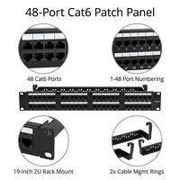 Panneau de brassage modulaire vide 48 ports 2U standard 19 pouces avec support de montage en rack pour câble Keystone Jack blindé Cat6