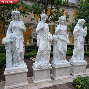 Statue in marmo bianco a grandezza naturale degli Dei delle Quattro Stagioni Greche per Giardino Esterno in Vendita - Product Image 5