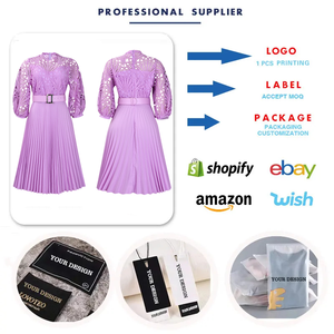 C8595 <span class=keywords><strong>Vestidos</strong></span> Formales de Moda para Mujer, Casuales, Elegantes, de Color Sólido, con Encaje, Flores de Ganchillo, Calados, Plisados, para Iglesia - Product Image 3