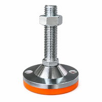 Pied de nivellement monobloc en acier au carbone D100*M24*L100/150 avec patin anti-vibration en caoutchouc PVC et trou de fixation par boulons pour machine