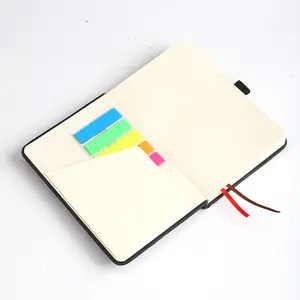 Notepad alat tulis kustom Notebook kulit A6 bisnis PU jurnal buku harian dengan catatan tempel