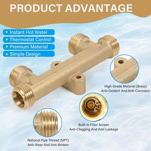 Válvula de sensor de latón macizo con puerto de 3/4 pulgadas NPT para bomba de recirculación de agua caliente - Product Image 5