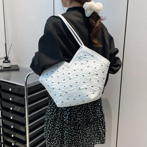 Summer Fashion Luxury Customizable Large Capacity Printed Women's Satchel Bag Bow Lace Two Handles Chain Strap Zip Closure PU - Product Image 3