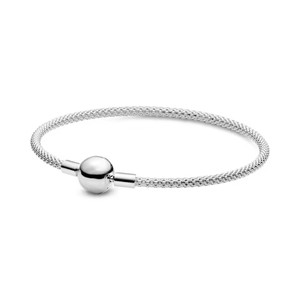 Clásica Pulsera de Hueso de Serpiente con Dije de Corazón Redondo Estilo Pandora, 100% Plata de Ley <span class=keywords><strong>925</strong></span>, Regalo Elegante para Mujer, Joyería de Alta Calidad para DIY - Product Image 2