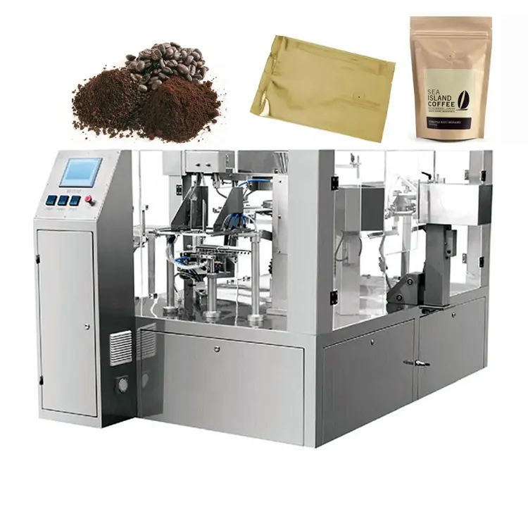 Machine de remplissage et d'emballage Doypack rotative automatique directe d'usine facile à utiliser pour le café et le cacao en poudre