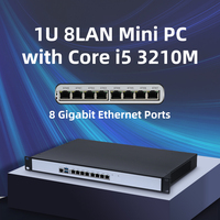 Intel Core I5 3210M 8 Port Ethernet Ubuntu Pfsense mini pc ordinateur 1u pare-feu routeur 8 lan LINUX serveur réseau avec ventilateur