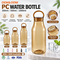 Bouteille d'eau en PC en gros 300ml 500ml 1000ml avec boucle de transport, logo personnalisé pour le bureau et les trajets quotidiens, support OEM ODM